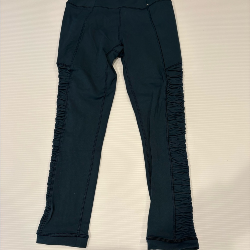 CALIA Womens Blue Leggings with Ruched Sides and pockets XS